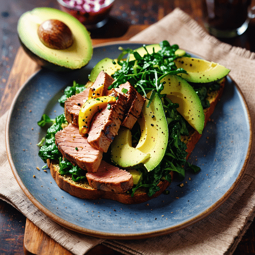 Pork and Veggie Breakfast with Avocado Toast